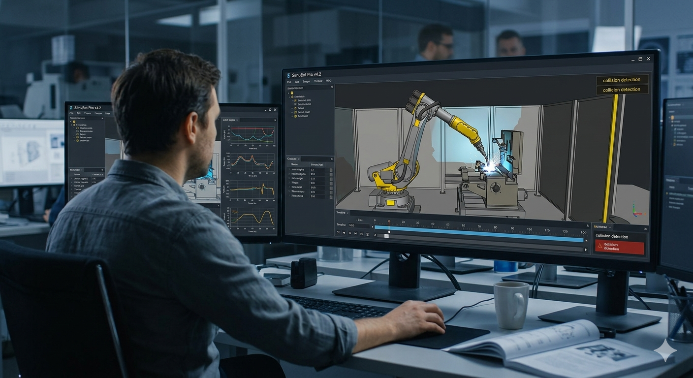 Glänzendes 3D-Rendering eines Lagers als Beispiel für simulationsbezogene Ästhetik